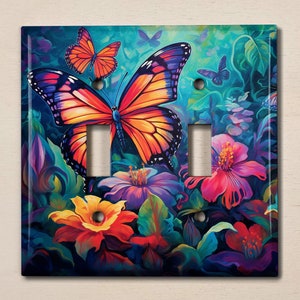 Metal Light Switch Cover, Light Switch Plate, Outlet Cover, Wall Plate, Beautiful Butterfly Room Decor, Kids Room, BUT056