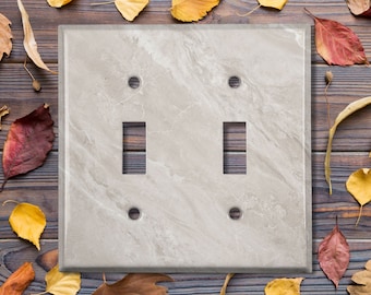 Metal Light Switch Cover | Light Switch Plate, Outlet Cover, Wall Plate, Home Decor Idea, Classy Light Beige Marble Image Decor, MAR192