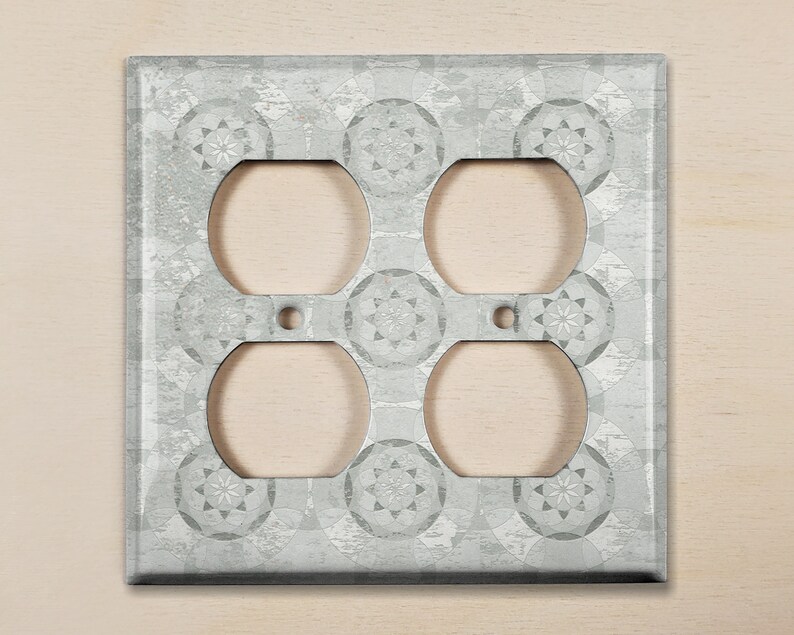 Metal Light Switch Cover | Outlet Plate, Rustic Faded Green Tile Decor ...