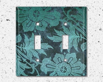 Metal Light Switch Cover, Light Switch Plate, Outlet Cover, Wall Plate Home Decor, Elegant Green Leaves WAL025