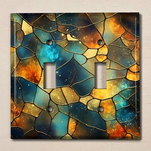 Metal Light Switch Cover, Light Switch Plate, Outlet Cover, Wall Plate, Home Decor Idea, Colorful Stained Glass Image, Gift Idea, GLA016