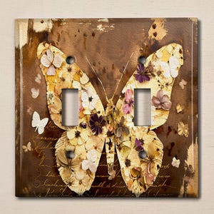Metal Light Switch Cover | Light Switch Plate, Outlet Cover, Wall Plate, Home Decor, Butterfly Decor, Vintage Brown Butterfly Flower, BUT110