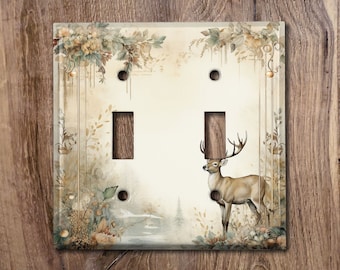 Metal Light Switch Cover, Light Switch Plate, Outlet Cover, Wall Plate, Home Decor Idea, Cute Deer In The Woods, Cabin Decor, FLW226