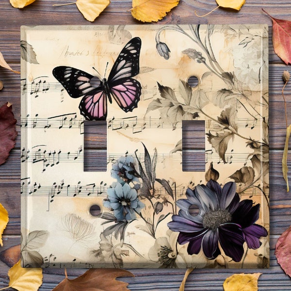 Metal Light Switch Cover | Outlet Plate, Rustic Vintage Floral Decor, FLW281