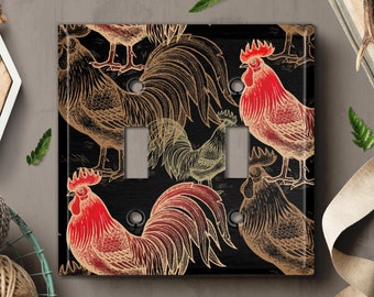 Metal Light Switch Cover, Light Switch Plate, Outlet Cover, Wall Plate, Home Decor Idea, Trendy Color for Room, ROOSTER CHICKEN PNT095