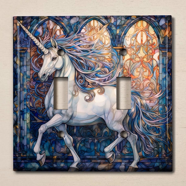 Metal Light Switch Cover, Light Switch Plate, Outlet Cover, Wall Plate, Home Decor Idea, Majestic Unicorn, Kids Room Decor, UNI011