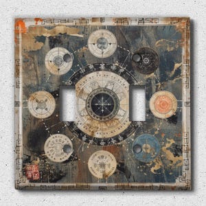 Couvercle d'interrupteur en métal | Plaque pour interrupteur, Couvercle de prise, Plaque murale, Idée de décoration intérieure, Carte du monde, Astronomie rustique, SPC034