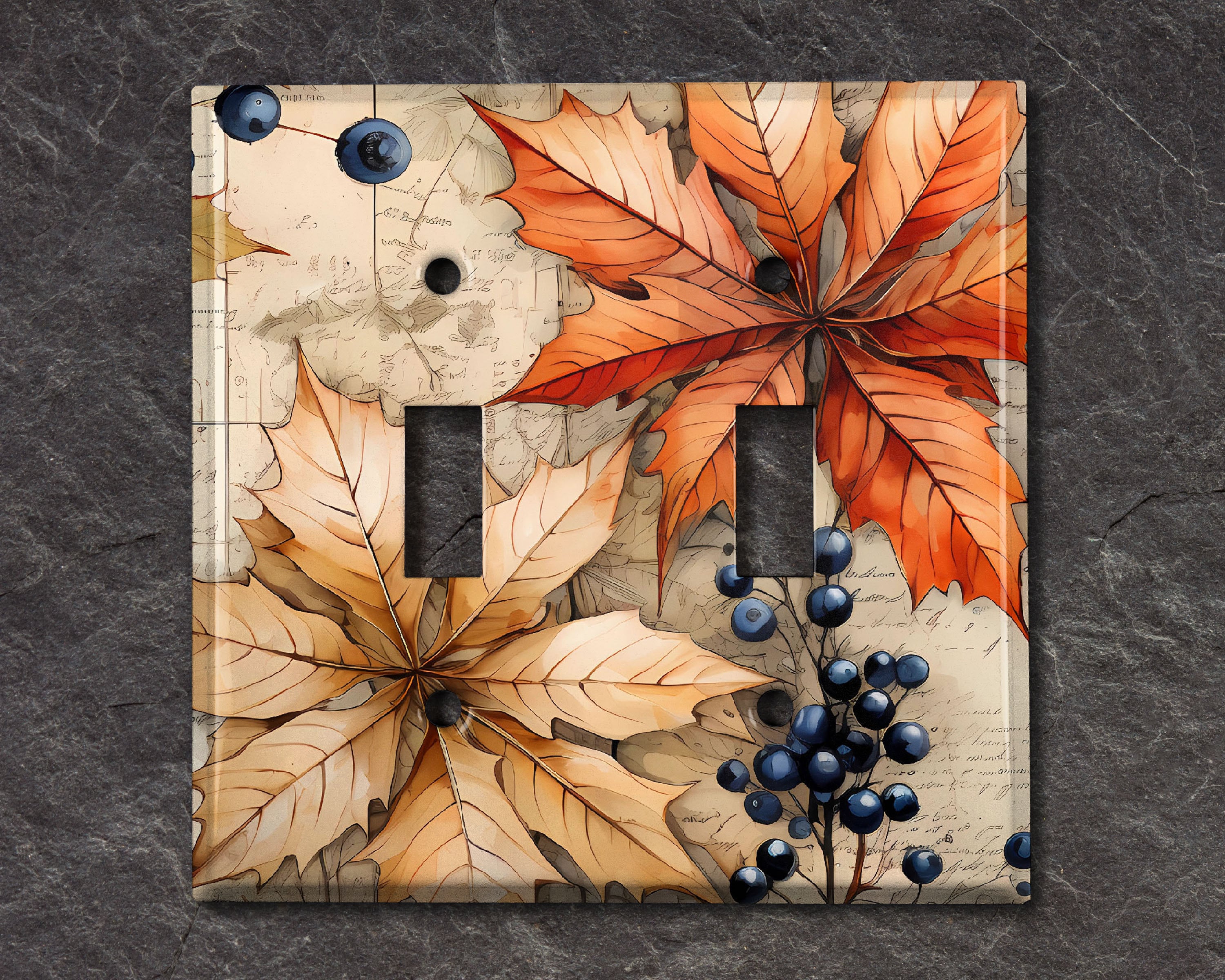 Metal Light Switch Cover | Light Switch Plate, Outlet Cover, Wall Plate, Home Decor Idea, Fall Leaves Thanksgiving Decor, Fall Decor, THX012