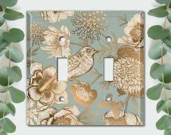 Metal Light Switch Cover, Light Switch Plate, Outlet Cover, Wall Plate Home Decor, Wallplate Cover, Bird,  Elegant Floral Bird  PNT036