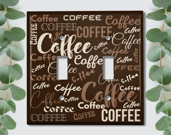 Metal Light Switch Cover | Light Switch Plate, Outlet Cover, Wall Plate, Home Decor Idea, Brown Coffee Fonts Decor, Modern Decor COF164