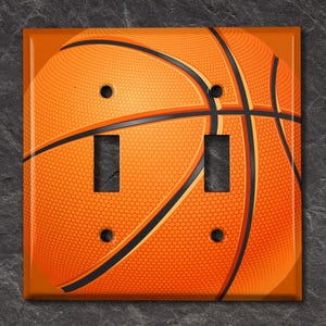 Metal Light Switch Cover | Light Switch Plate, Wall Plate Home Decor, Sports Room, Basketball  GME004
