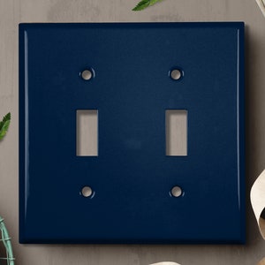 Metal Light Switch Cover | Light Switch Plate, Outlet Cover, Wall Plate, Home Decor Idea, Trendy Color for Room, SOLID NAVY BLUE CLR020