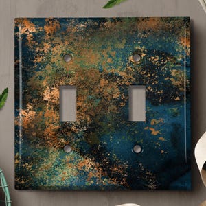 Metal Light Switch Cover | Light Switch Plate, Outlet Cover, Wall Plate, Home Decor Idea, Distressed Rust Metal, COPPER PATINA IMAGE, MET045