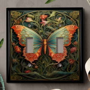 Metal Light Switch Cover | Light Switch Plate, Outlet Cover, Wall Plate, Home Decor, Beautiful Butterfly Decor, Elegant Butterfly BUT091