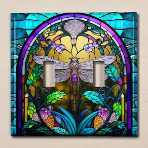 Metal Light Switch Cover | Light Switch Plate, Outlet Cover, Wall Plate, Home Decor Idea, Girls Room Decor, Dragonfly Forest Flower BUT052