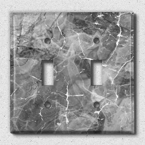 Metal Light Switch Cover | Light Switch Plate, Outlet Cover, Wall Plate, Grey Marble Design, Elegant Granite Decor, Image of Marble MAR229