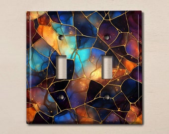 Metal Light Switch Cover | Light Switch Plate, Outlet Cover, Wall Plate, Home Decor Idea, Colorful Stained Glass Image, Gift Idea, GLA015
