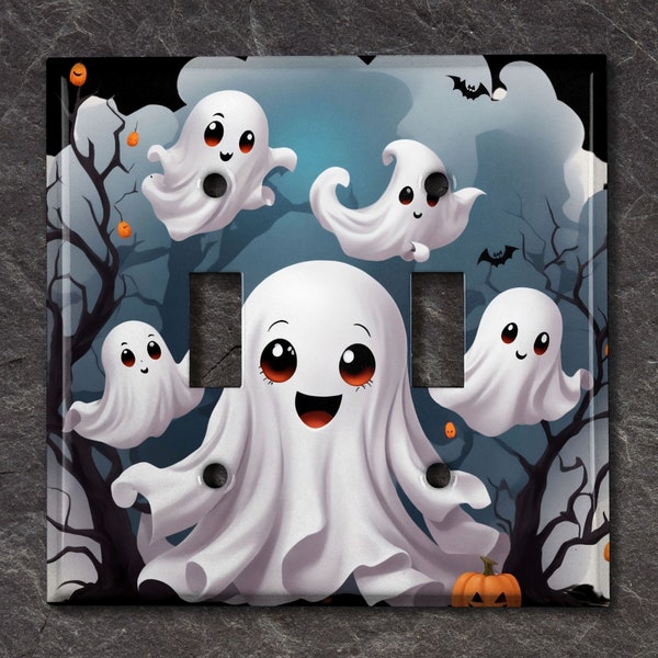 Festive Halloween Ghost, Halloween Decor, Metal Light Switch Cover, Light Switch Plate, Outlet Cover, Wall Plate, Home Decor Idea, HLW001