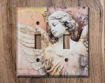 Angel Design Light Switch & Outlet Cover Plate – Beige Thermoplastic Wall Plate, Standard Single Duplex Outlet Cover, Decorative Home Accent