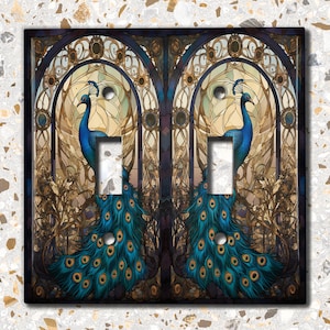 Metal Light Switch Cover, Light Switch Plate, Outlet Cover, Wall Plate, Home Decor Idea, Beautiful Bird, Elegant Peacock Decor, BRD064