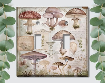Metal Light Switch Cover | Light Switch Plate, Outlet Cover, Wall Plate, Home Decor, Mystic Mushrooms Decor, Vintage Mushroom Decor, MSR016