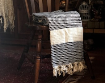 Turkish Boho Throw Blanket- Fringed Soft Couch Throw- Christmas Gift King Bedspread- Cotton Picnic Blanket- Cozy Sofa Throw with Tassels