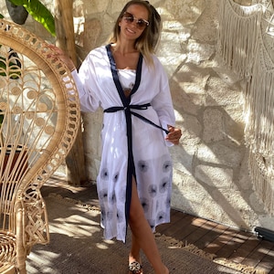Cotton Beach Dress Gift, Boho Swimsuit Cover Up, Resort Wear Dress for Women, Kaftan Beach Outfit, Tunic Beach Cover Up, Cozy Lounging Robe