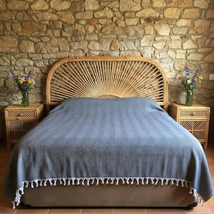 Blue turkish throw blanket made from %100 cotton.