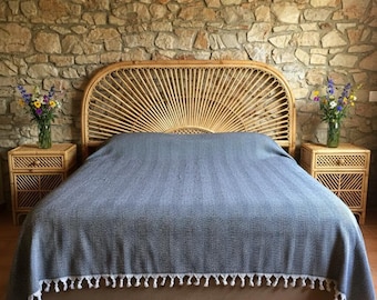 Boho King Size Throw Blanket, Herringbone Fringed Bedspread, Lightweight Zigzag Couch Coverlet, Bohemian Home Accent Decor
