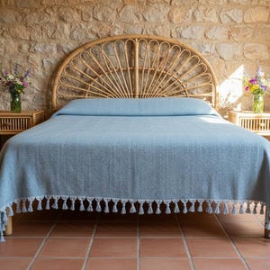 Blue turkish throw blanket made from %100 cotton.