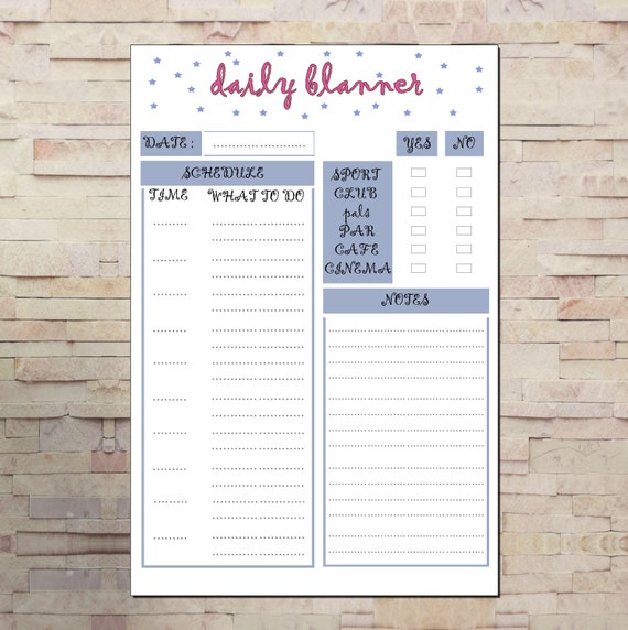 Daily Planner Printable 2020 Instant Download Personal Etsy