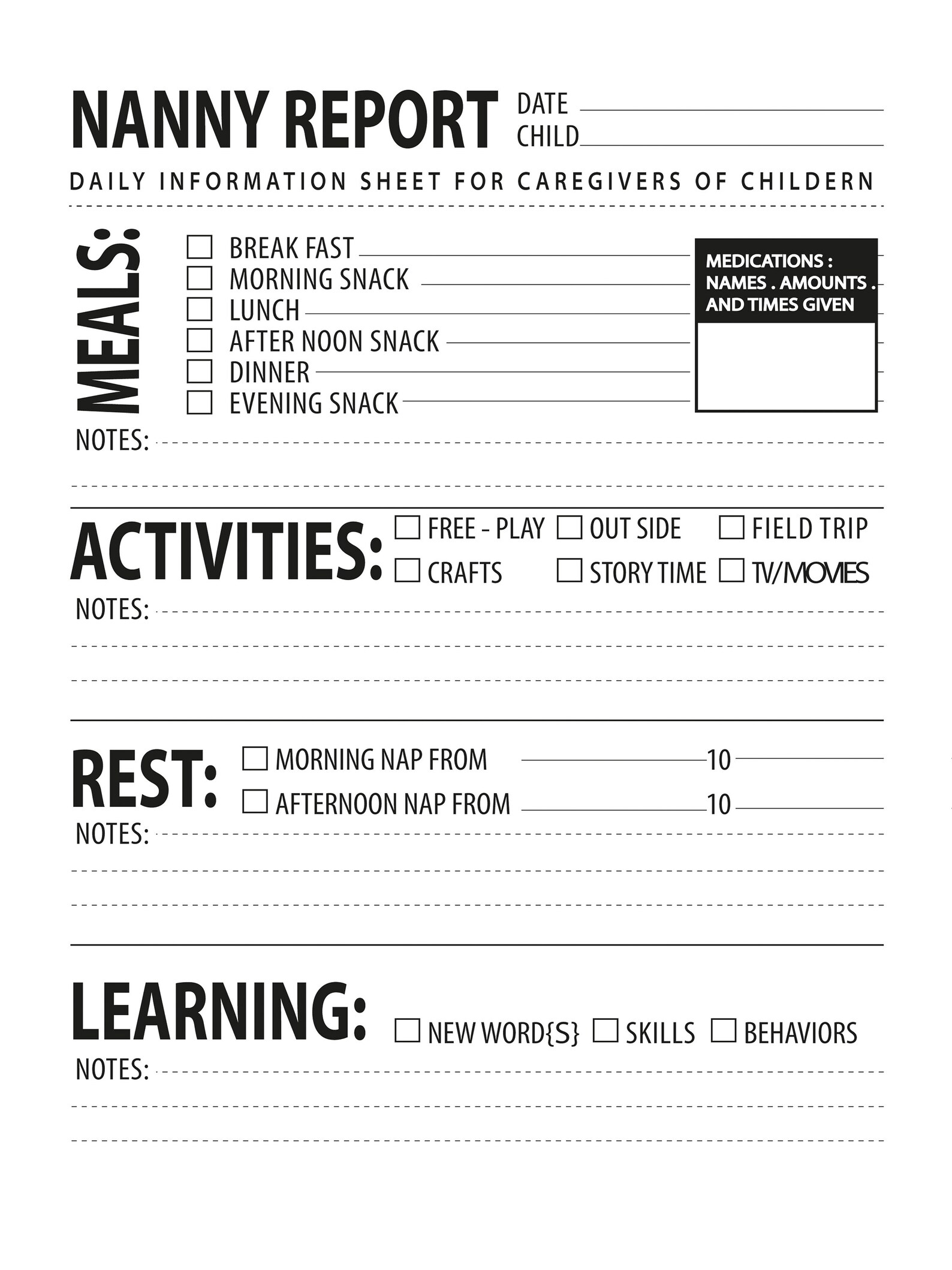 NANNY Planner Printable 2020, Nanny Report, Nanny Log, Nanny Gift ...