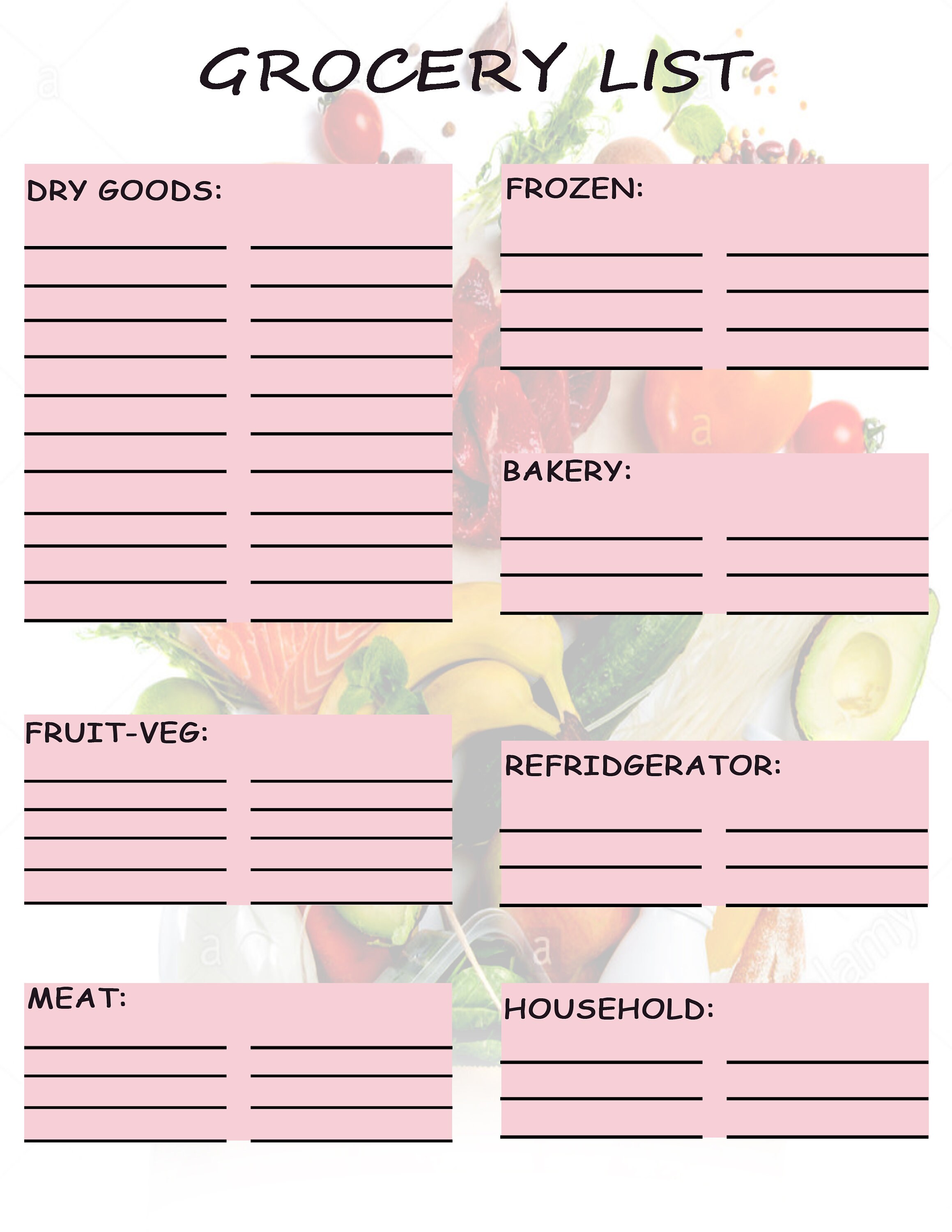 Grocery List Printable Home Organization Modern Planner Etsy