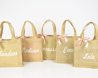Custom TOTE BAG with Printing/Embroidery, Personalized Gifts, Bridal Party Jute/Tote Bag, Beach Bag, Girls Trip Favors, Girls Trip Gifts