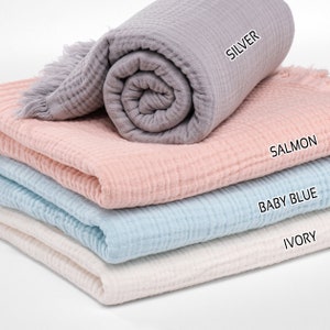 COPERTA PER BAMBINO PERSONALIZZATA con nome, regalo personalizzato per neonato per ragazzo o ragazza, coperta per neonato regalo per neonato, trapunta per baby shower in mussola, regalo pietra miliare immagine 6