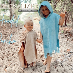 PERSONALIZED Beach Coverup, Wetsuit Changing Poncho, Embroidered Hoodie, Kids Custom Hooded Poncho, Hooded Beach Poncho, Mothers Day Gift