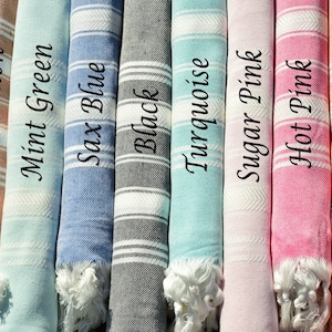 PERSONALIZED Turkish Beach Towel, Monogrammed Beach Blanket, Bachelorette Party Wedding Favor, Custom Turkish Towels, Mothers Day Gifts