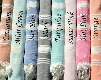 PERSONALIZED Turkish Beach Towel, Monogrammed Beach Blanket, Bachelorette Party Wedding Favor, Custom Turkish Towels, Girls Trip Gifts