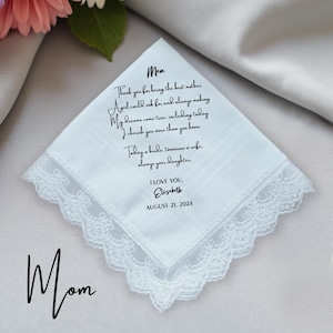Elegant Personalized Handkerchief for Wedding, Special Bride and Groom Gift, Keepsake for Happy Tears, Perfect for Mother or Father of Bride