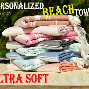 PERSONALIZED Turkish Beach Towel, Custom Bachelorette Party, Wedding Gifts, Unique Gift for Woman who has Everything, Mothers Day Gifts