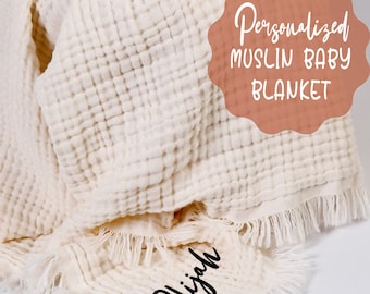 COPERTA PER BAMBINO PERSONALIZZATA con nome, regalo personalizzato per neonato per ragazzo o ragazza, coperta per neonato regalo per neonato, trapunta per baby shower in mussola, regalo pietra miliare