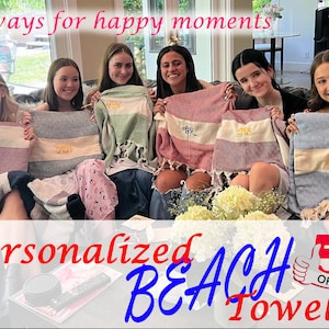 PERSONALIZED Beach Towel, Girls Weekend Trip Gift, Monogram Beach Blanket, Printed Wedding Gift for Bachelorette Party, Mothers Day Gifts