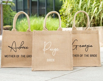 PERSONALIZED Jute Bag, Bridesmaid Proposal, Bachelorette Party Favors Tote Bag, Bridal Party Jute Bags, Girls Trip Gift, Mothers Day Gift