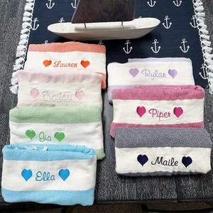 Personalized Turkish Beach Towel, Embroidered Wholesale Peshtemal, Bridesmaid Gift,Custom Name Beach Blanket, Bachelorette Party Favors Bulk
