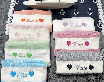 PERSONALIZED Turkish Beach Towel, Custom Bachelorette Party Favors, Bridesmaid Proposal Gifts, Beach/Hand Towel, Unique Girls Trip Gifts