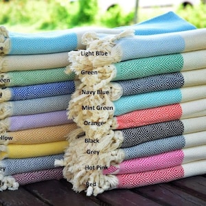 Serviette de plage turque, hammam à séchage rapide, couverture de plage compacte avec prénom brodé pour shower de bébé