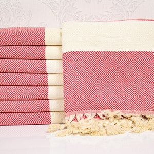 PERSONALIZED Red Turkish Towel, Beach Size or Hand Size Towel, Wedding Favors, Monogrammed Bachelorette Towels, Custom Mothers Day Gifts