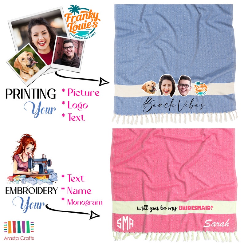 Personalized Turkish Beach Towel Gift Unique, Bachelorette Bridesmaid Proposal Wedding Gift Towel, Monogrammed Towels, Unique Christmas Gift