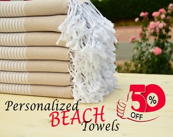 PERSONALIZED Turkish Beach Towel, Monogrammed/Printing Bath Towel, Bachelorette Party Favors, Bridesmaid Proposal Gift, Girls Trip Gifts