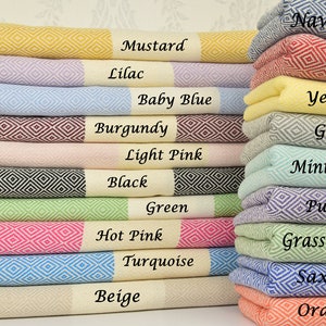 Personalized Turkish Beach Towel, Embroidered Wholesale Peshtemal, Bridesmaid Gift,Custom Name Beach Blanket, Bachelorette Party Favors Bulk